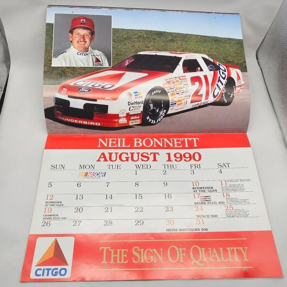 1990 Winston Cup NASCAR Driver Calendar Harry Gant Ken Schrader Geoff Bodine VTG